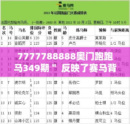 7777788888奥门跑跑马349期＂ 反映了赛马背后的精神价值