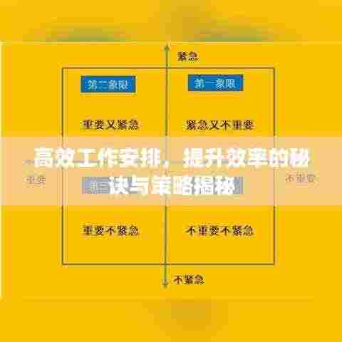高效工作安排,提升效率的秘诀与策略揭秘