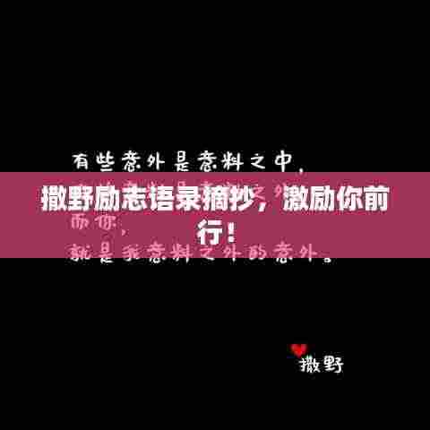 撒野励志语录摘抄，激励你前行！