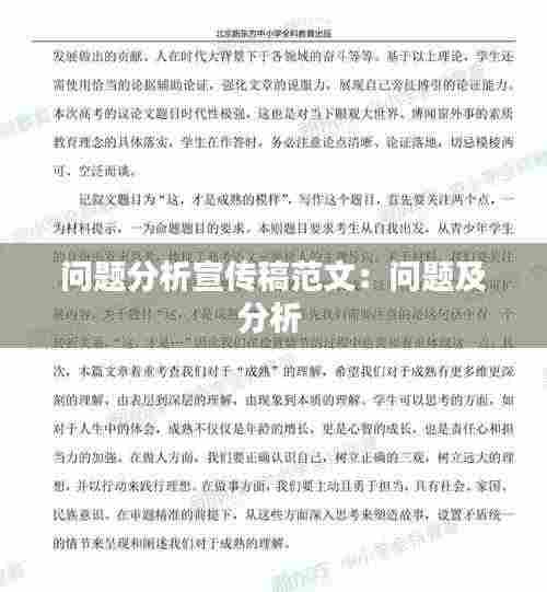 问题分析宣传稿范文：问题及分析 