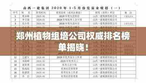郑州植物组培公司权威排名榜单揭晓!