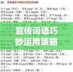 宣传词语巧妙运用策略,提升宣传效果的艺术